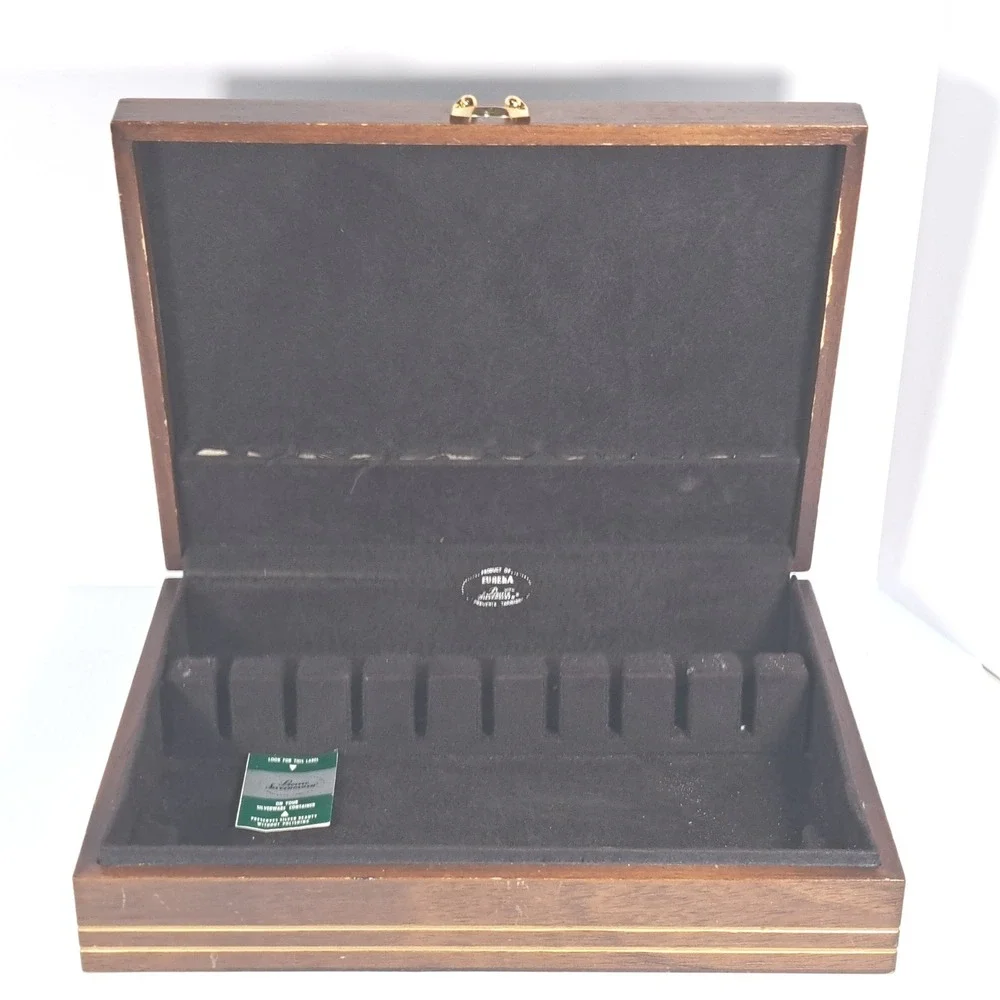Vintage Eureka Wood Silverware Chest Carl Johnson Hand Painted Chinoiserie Box